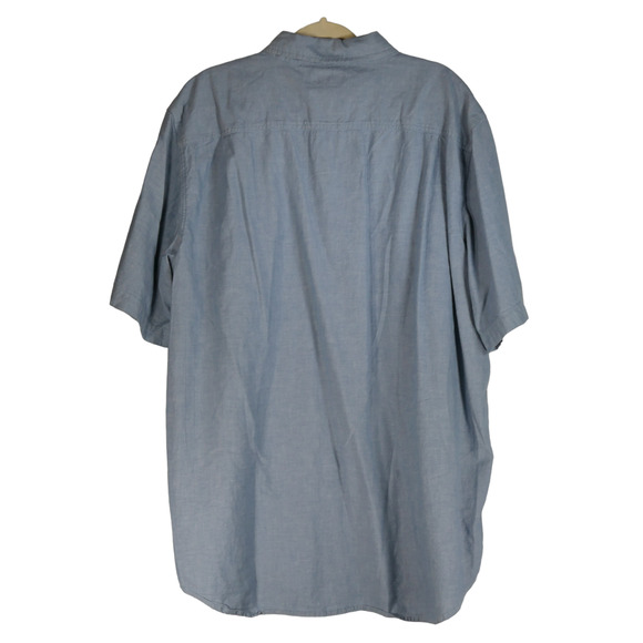 Carhartt Button Down Shirt Men M Blue Chambray Short Sleeve Hiking Relaxed Fit - Picture 4 of 8